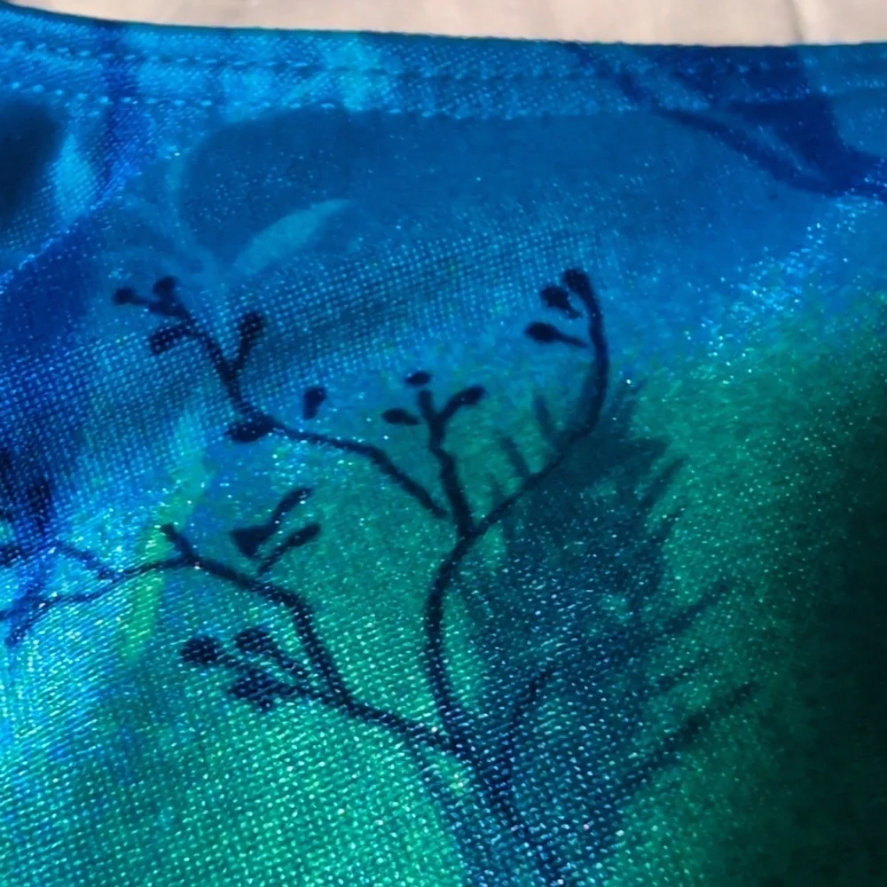 Vintage Women's‎ Blue Green Floral Print Swimsuit Size 12
